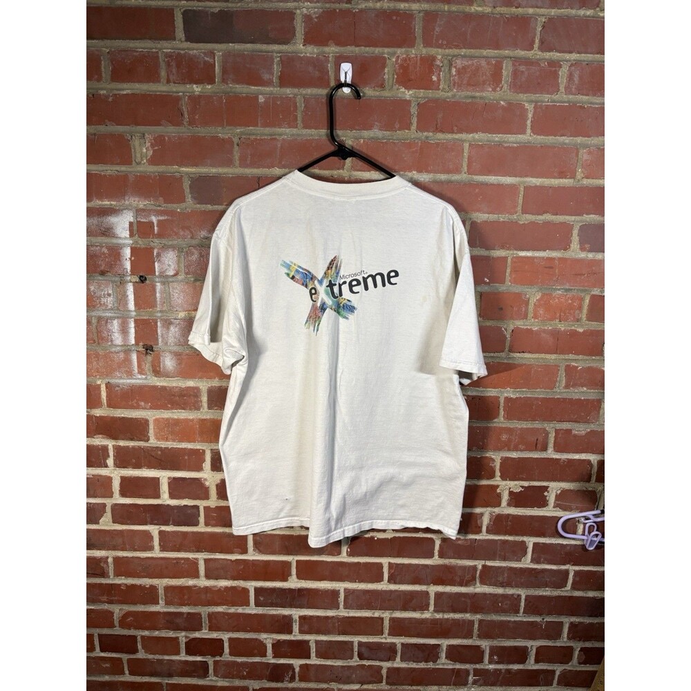 Vintage 90s Microsoft eXtreme T-Shirt White Windows PC Tech Computer Adult XL
